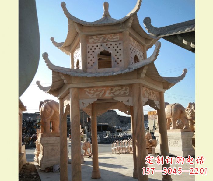 桂林中式双层石雕凉亭