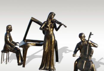 桂林公园景观钢琴拉小提琴人物铜雕
