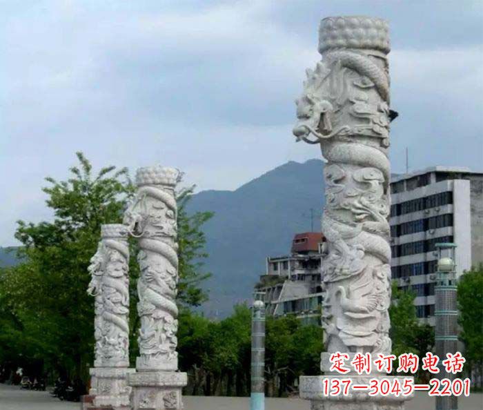 桂林广场景观大理石龙柱石雕 (3)
