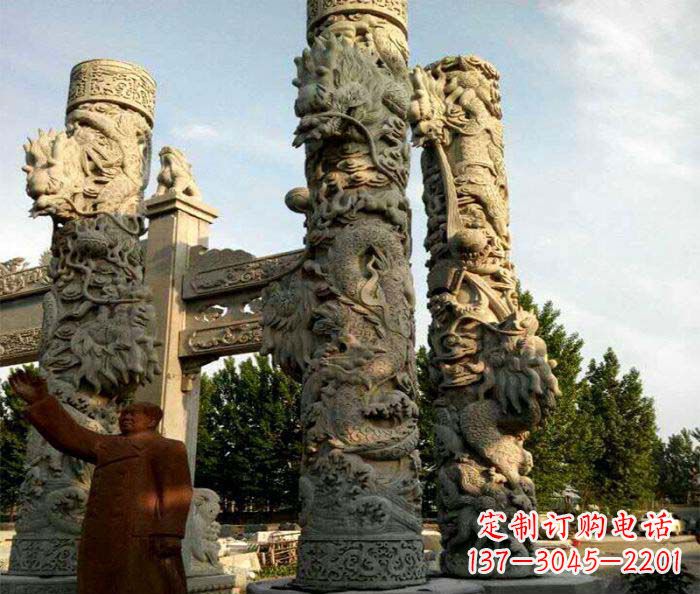桂林中领雕塑推出的震撼龙柱大理石雕,是一种典…