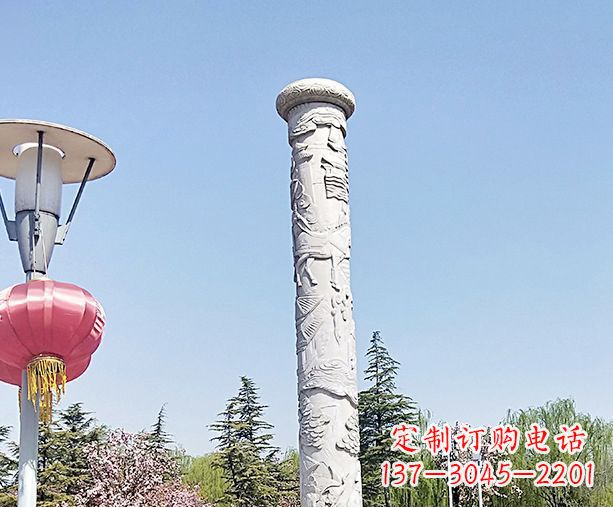 桂林广场景观大理石龙柱石雕 (6)