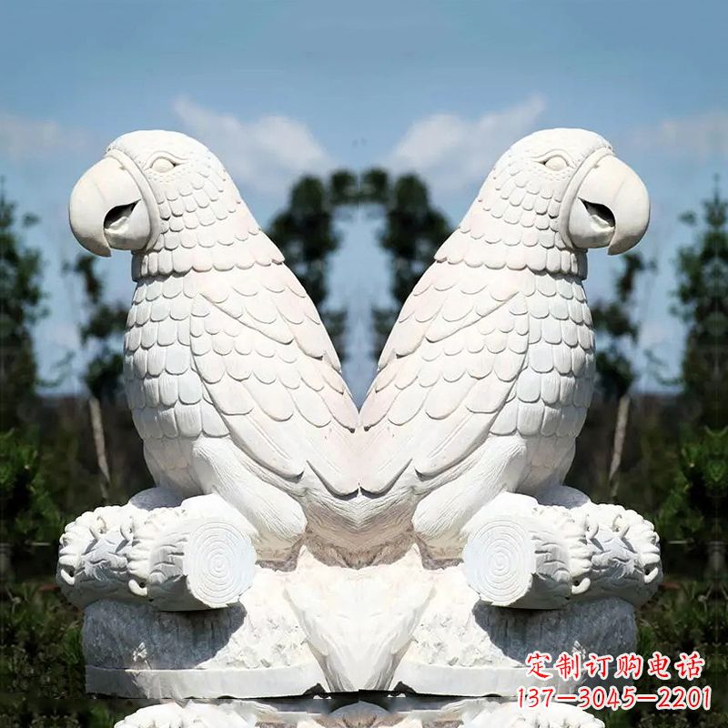 桂林汉白玉鹦鹉石雕,令你赏心悦目