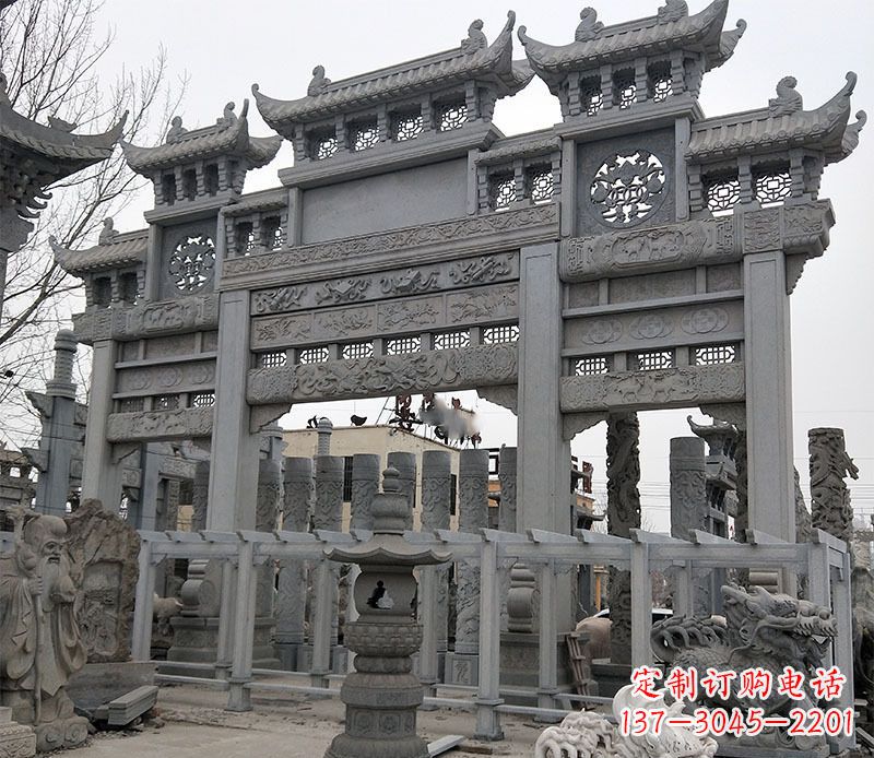 桂林京中领雕塑:牌坊石雕定制