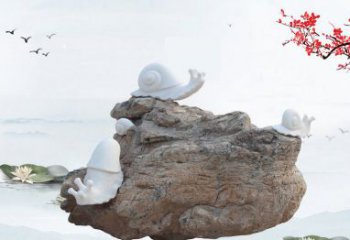 桂林高雅而令人惊叹的汉白玉蜗牛雕塑