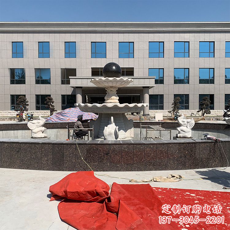 桂林企业广场招财石雕喷泉雕塑