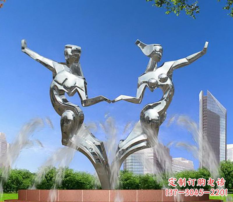 桂林爱情镌刻,不锈钢抽象情侣雕塑