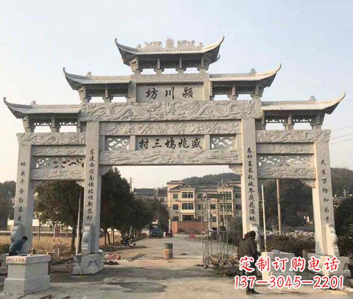 桂林三门五楼大理石牌坊石雕