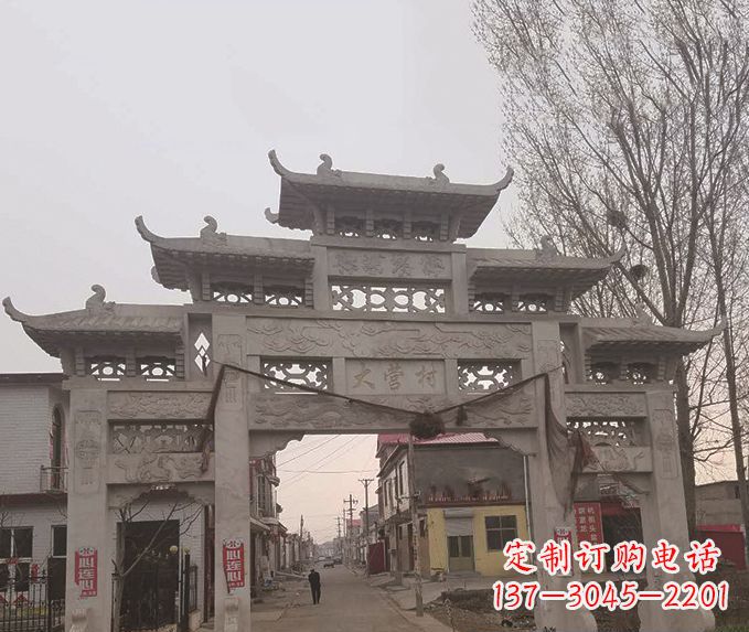 桂林三门五楼牌坊石雕 (3)