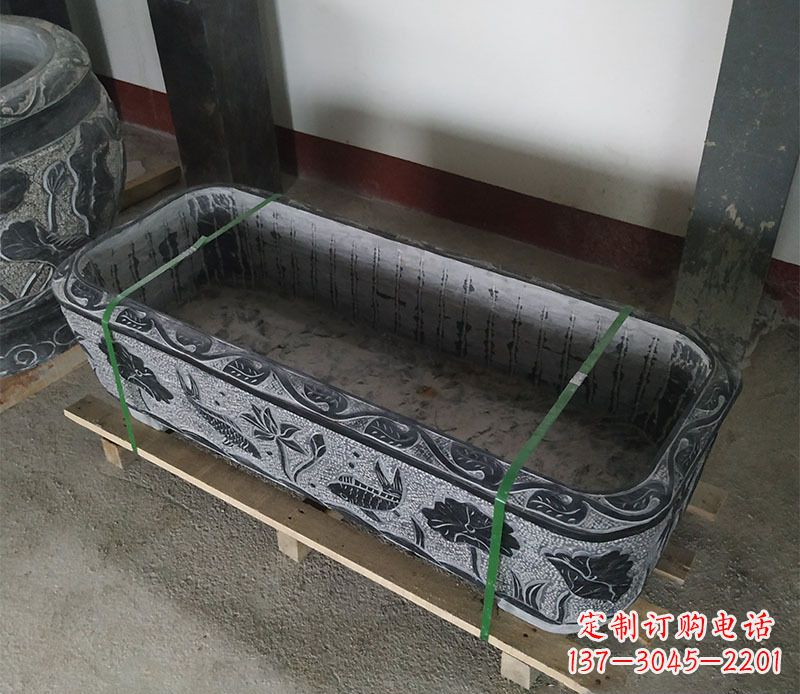 桂林石浮雕鱼缸仿古鱼缸石雕