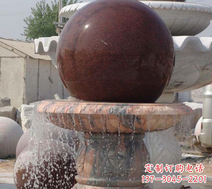 桂林石来运转小型风水球喷泉石雕