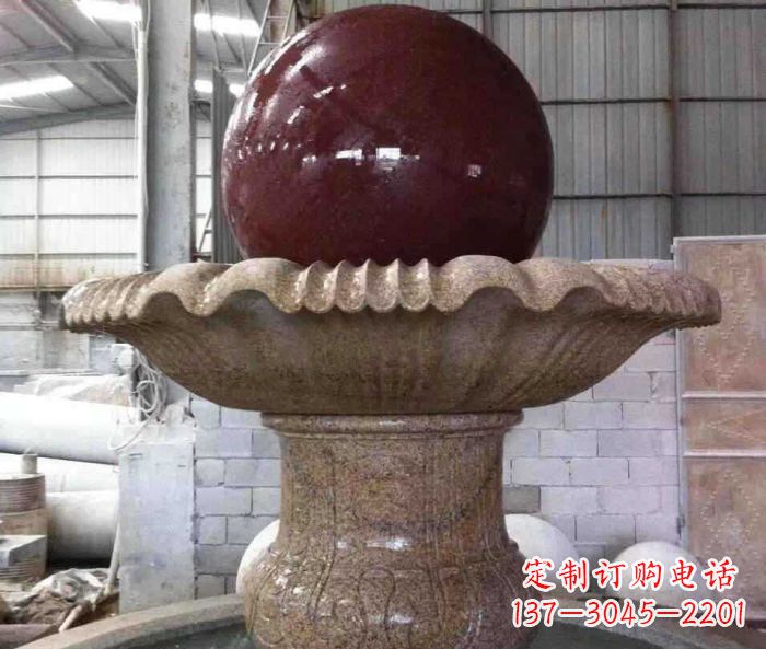 桂林石来运转小型风水球喷泉石雕 (2)