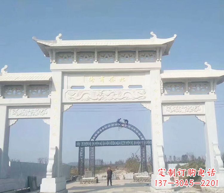 桂林石牌坊三门牌坊石雕 (4)