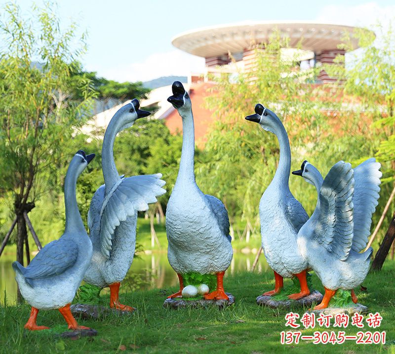 桂林树脂工艺品玻璃钢雕塑商场美陈户外园林景观装饰品仿真动物鹅摆件