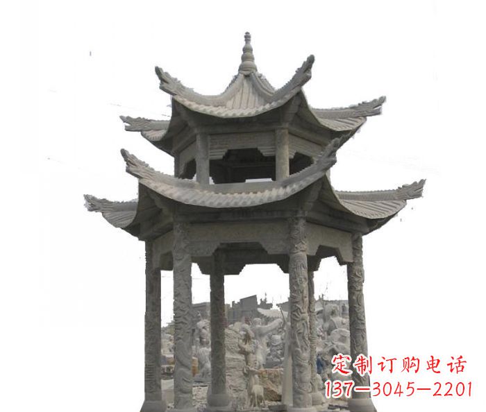桂林双层仿古石雕凉亭 (2)
