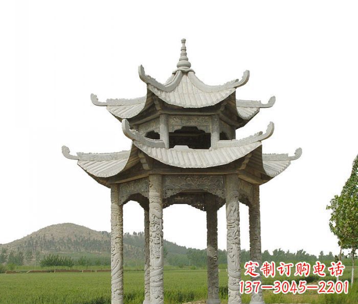 桂林双层仿古石雕凉亭