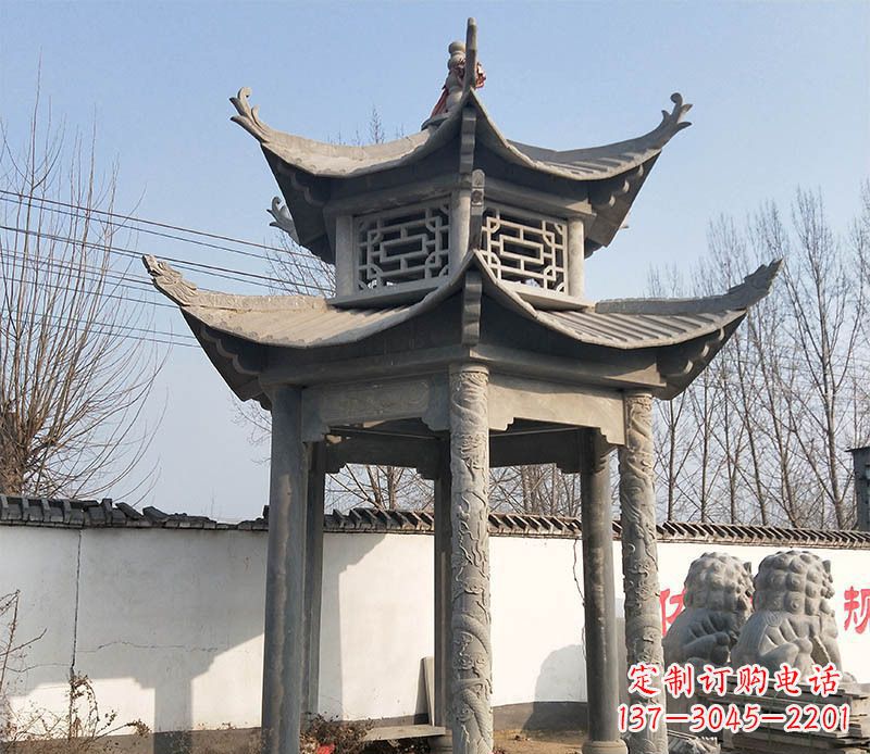桂林双层户外凉亭石雕 (2)