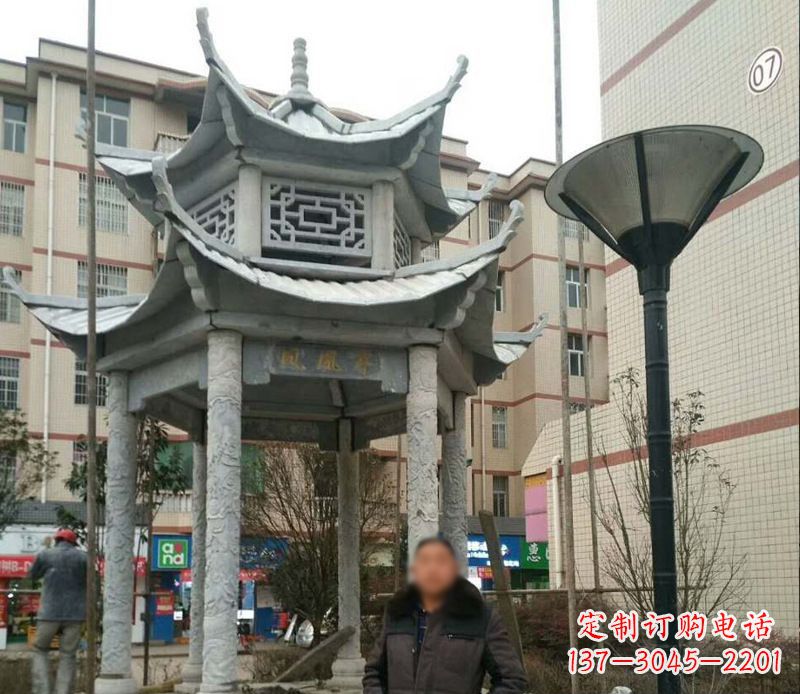 桂林双层六角凉亭石雕
