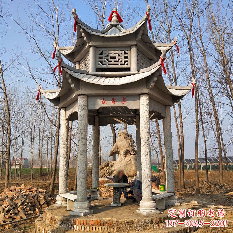 桂林双层六角石凉亭
