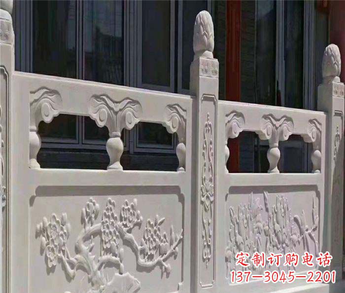 桂林寺庙景观汉白玉石浮雕栏板 (2)