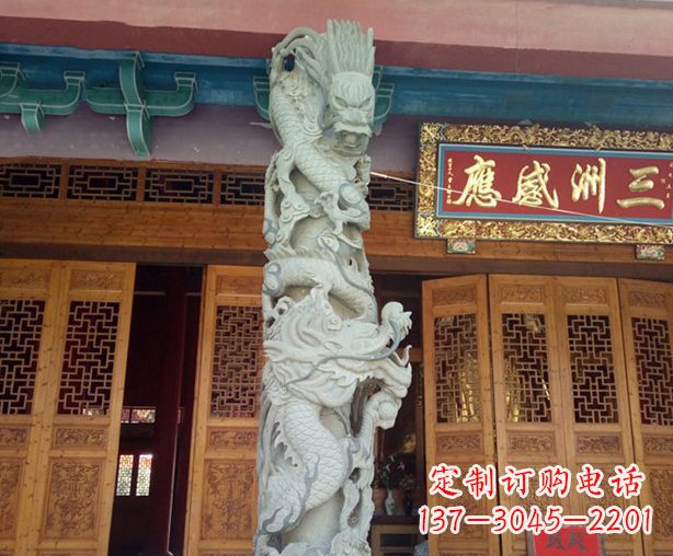 桂林寺庙景观龙柱石雕 (2)