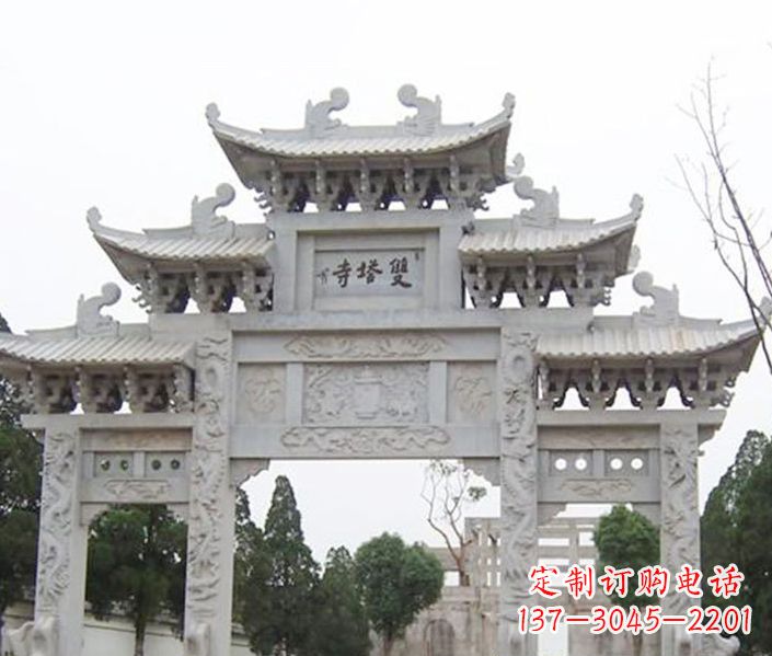 桂林寺庙三门牌坊石雕 (2)