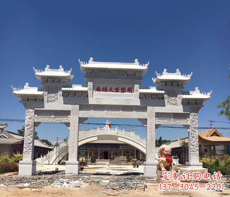 桂林寺庙三门五楼石牌坊石雕_1