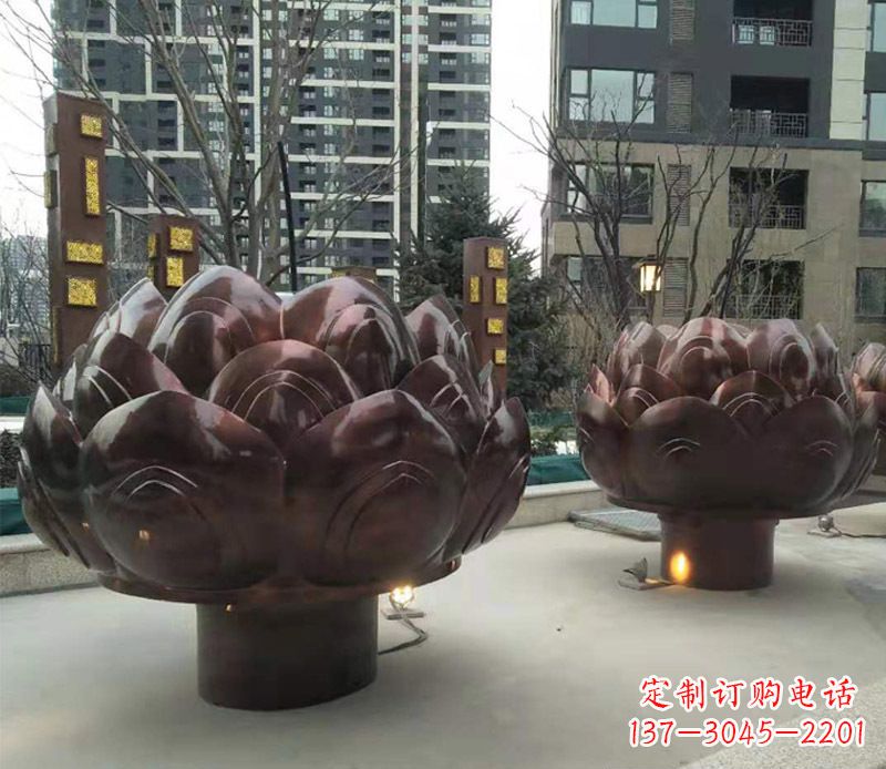 桂林铜雕小区景观荷花