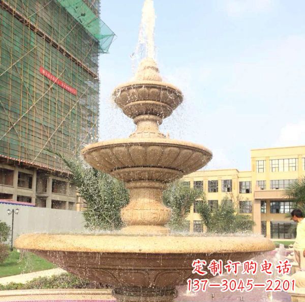 桂林晚霞红大型多层喷泉石雕