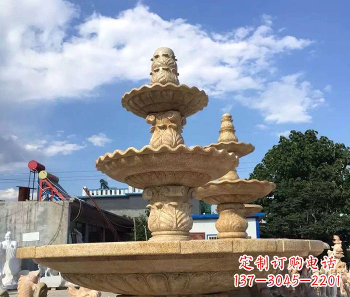 桂林晚霞红多层喷泉石雕