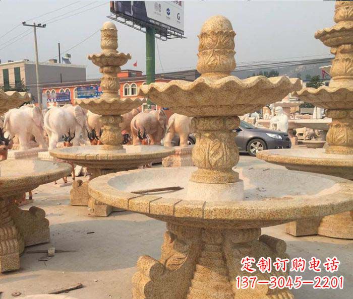 桂林晚霞红多层大型石雕喷泉