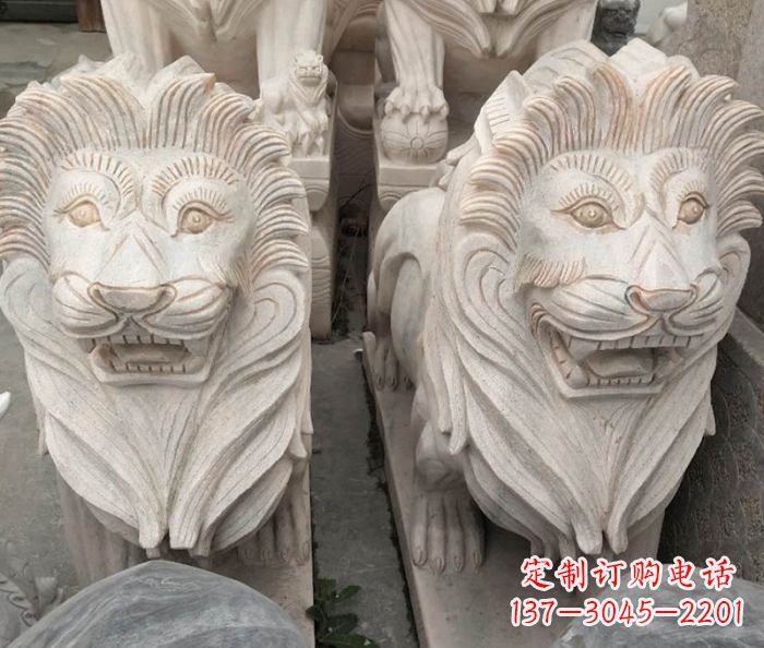 桂林晚霞红欧式狮子石雕 (2)