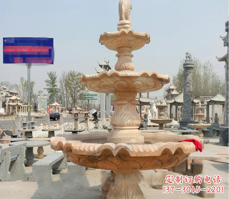 桂林晚霞红喷泉喷水盆石雕