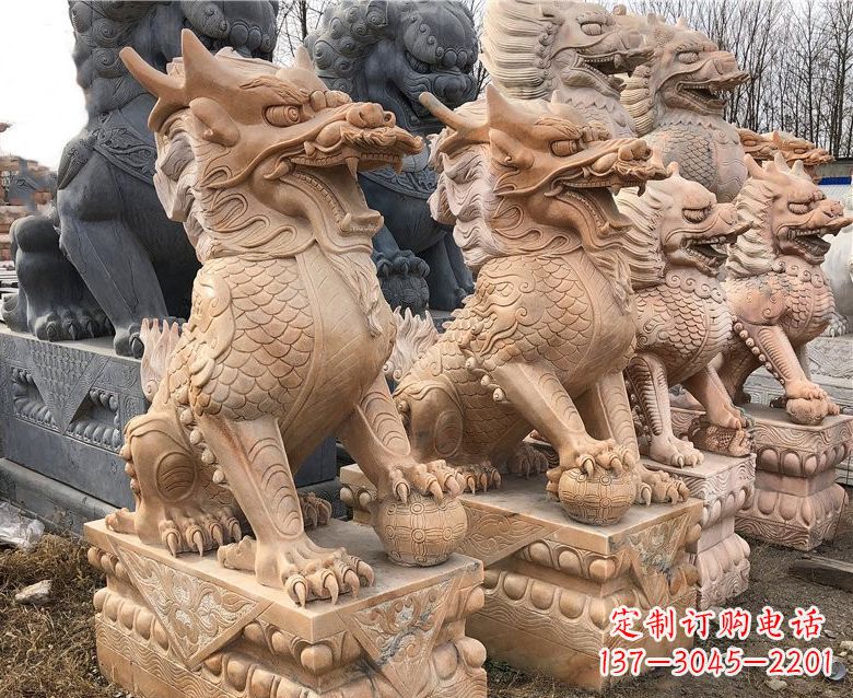桂林晚霞红麒麟石雕 (2)