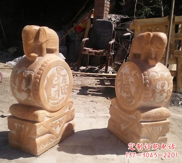 桂林晚霞红小象门墩