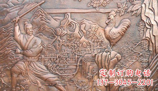 桂林闻鸡起舞黄铜壁画铜浮雕