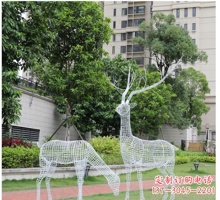 桂林小区不锈钢镂空梅花鹿鹿雕塑