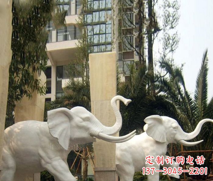 桂林小区景观汉白玉大象石雕