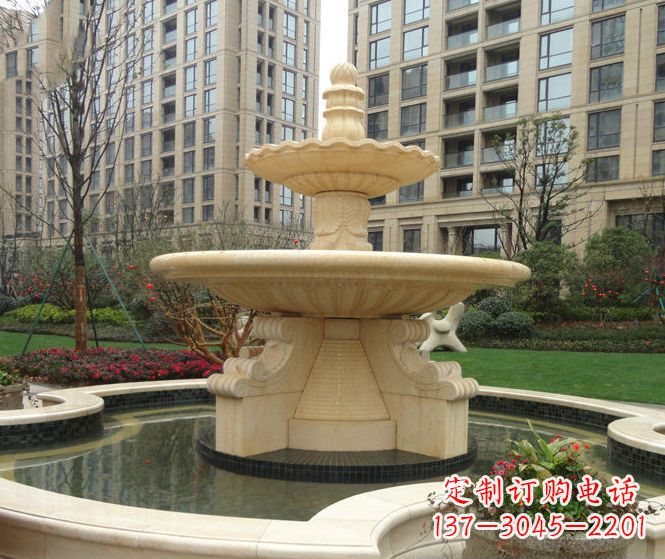 桂林小区景观晚霞红多层喷泉石雕 (3)