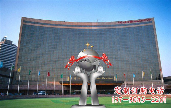桂林校园不锈钢双手捧地球雕塑
