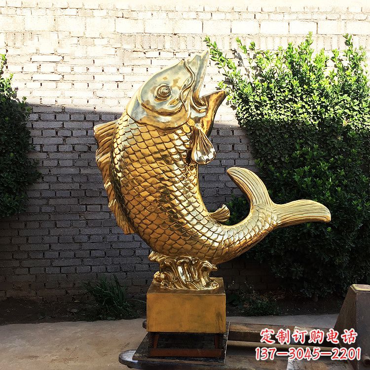 桂林鱼跃景观铜雕-纯铜铸造企业商场动物雕塑摆件