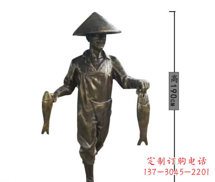 桂林渔夫捕鱼民俗铜雕 (2)