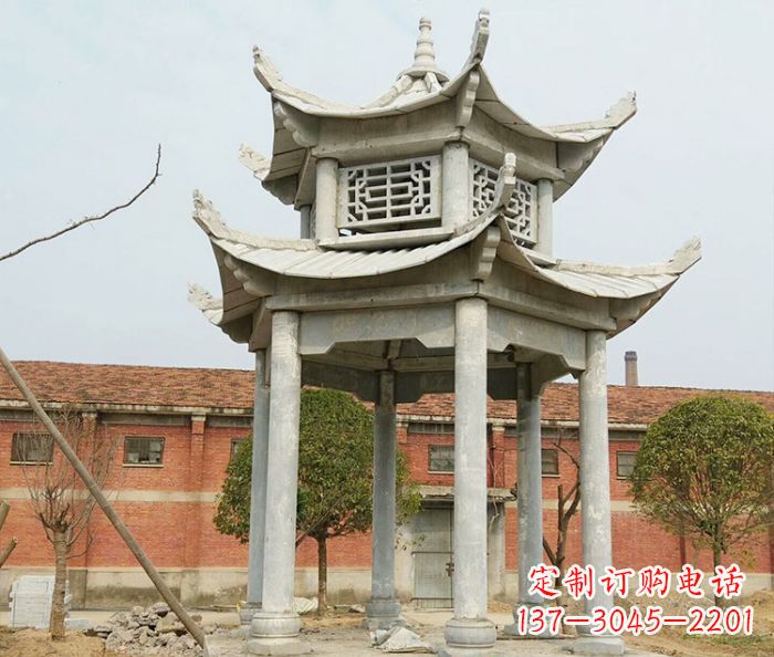 桂林园林仿古双层石雕凉亭 (2)