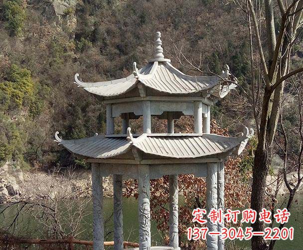 桂林园林仿古双层石雕凉亭