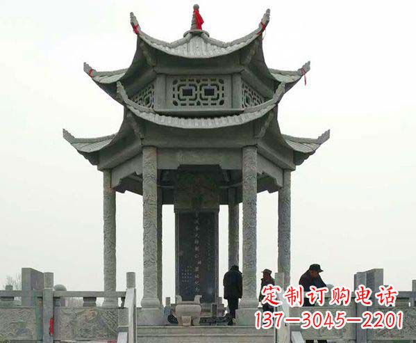 桂林园林仿古双层石凉亭景观石雕