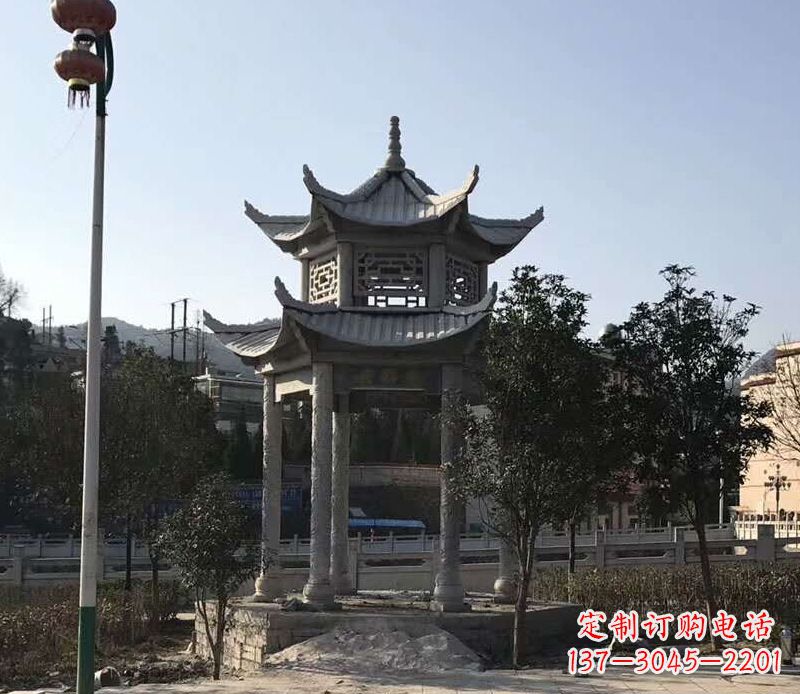 桂林园林仿古双层石凉亭景观石雕 (4)