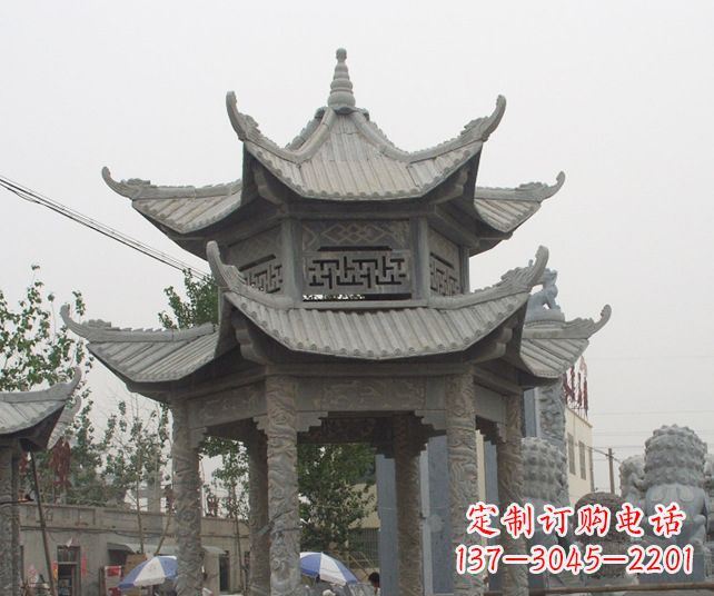 桂林园林景观仿古石雕凉亭 (2)