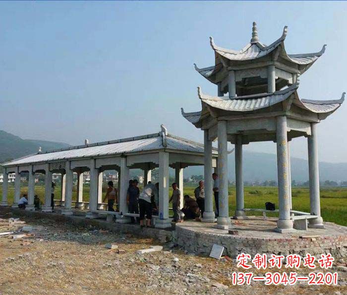 桂林园林景观仿古石雕长廊凉亭