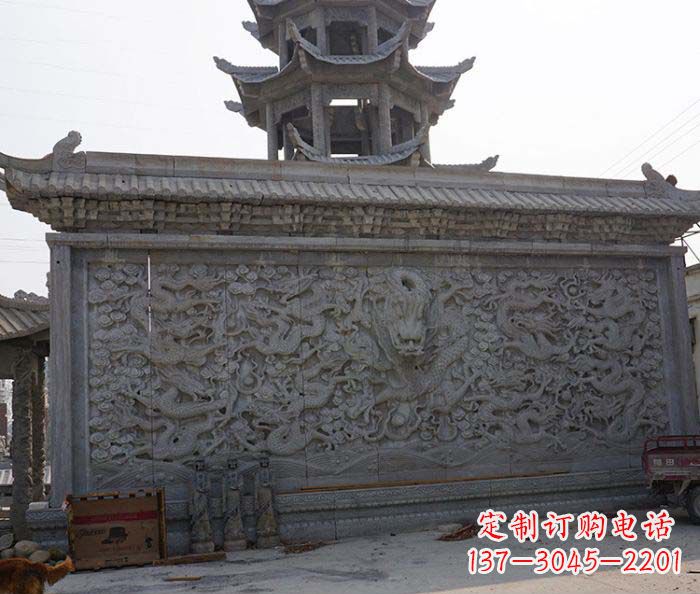 桂林园林九龙壁石雕影壁