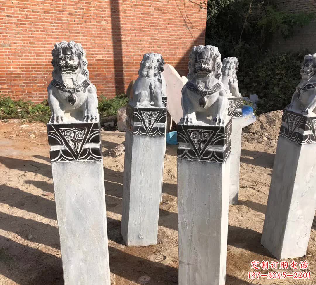 桂林园林石雕狮子拴马桩