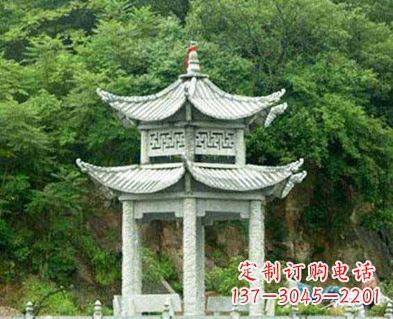 桂林园林双层六角石凉亭景观石雕